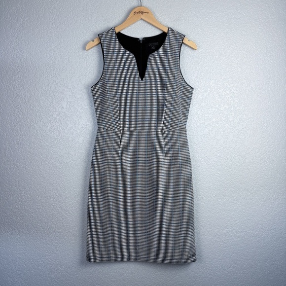 Ann Taylor Plaid Knit Sheath Dress 4 - Split Neck, Sleeveless, Office Siren - Picture 2 of 9
